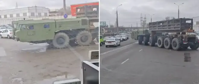 Alleged chassis for Oreshnik MRBM spotted in Minsk