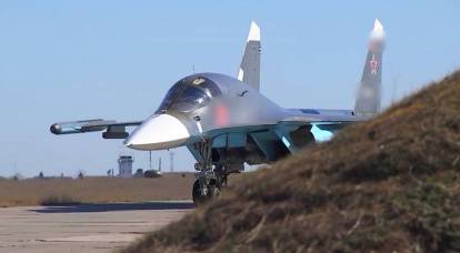 Su-34 bombers strike FAB-250 on the positions of the Armed Forces of Ukraine from extremely low altitudes