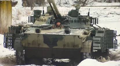 BMP-3 med en fabriksuppsättning av extra skydd som finns i NVO-zonen
