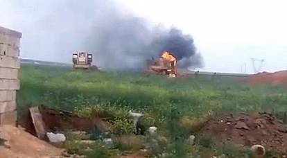 Сирийцы из ПТРК уничтожили турецкую технику, которая сооружала укрепления