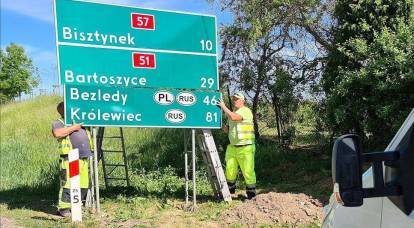 Placas de sinalização na Polônia mudam Kaliningrado russo para Krulewiec