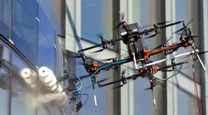 Quadrocopter turned into a window washer on the "high-rise"
