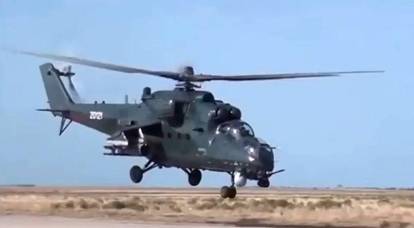 Опубликовано видео работы азербайджанских Ми-35 по армянским позициям