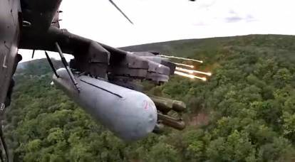 Footage appeared of the Ka-52 leaving the MANPADS missile thanks to the airborne defense complex