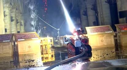 Colossus robot extinguishes a fire inside Notre Dame