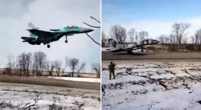 Украинские Су-27 и МиГ-29 работают с автодорог общего пользования