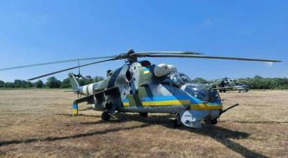 The Mi-24s handed over by the Czech Republic are casually painted in the colors of the Ukrainian flag.