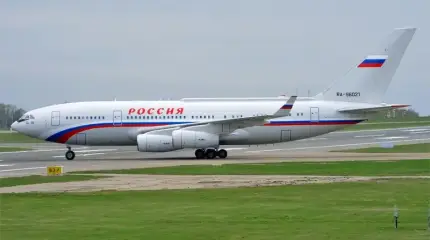 L'avion du gouvernement russe Il-96-300 s'envole vers l'Alaska