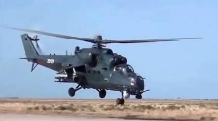 Опубликовано видео работы азербайджанских Ми-35 по армянским позициям