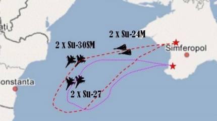 Российские самолеты произвели условное уничтожение эсминца США в Черном море