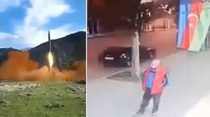 Опубликовано видео прилета армянского «Эльбруса» и последствий взрыва в Азербайджане