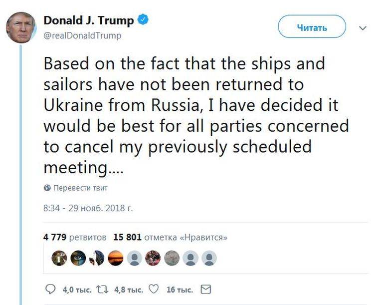 Trump canceló reunión con Putin