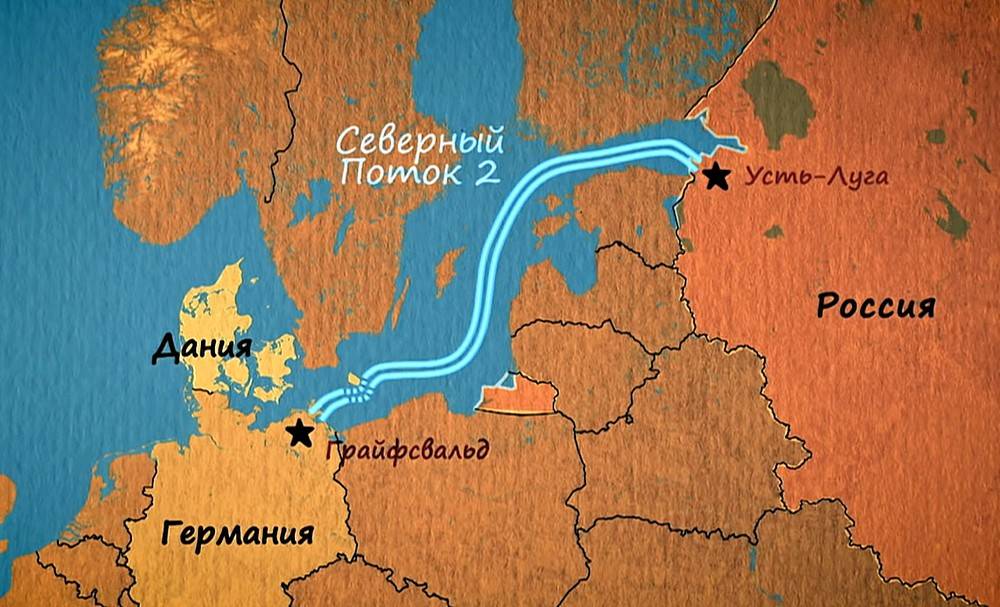 Карта северного потока 2 с территориальными водами