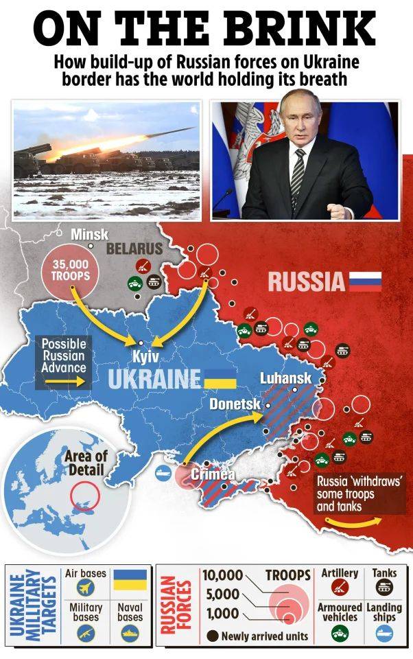 Britische Medien: Weniger als 12 Stunden bis zum Einmarsch der russischen Armee in der Ukraine