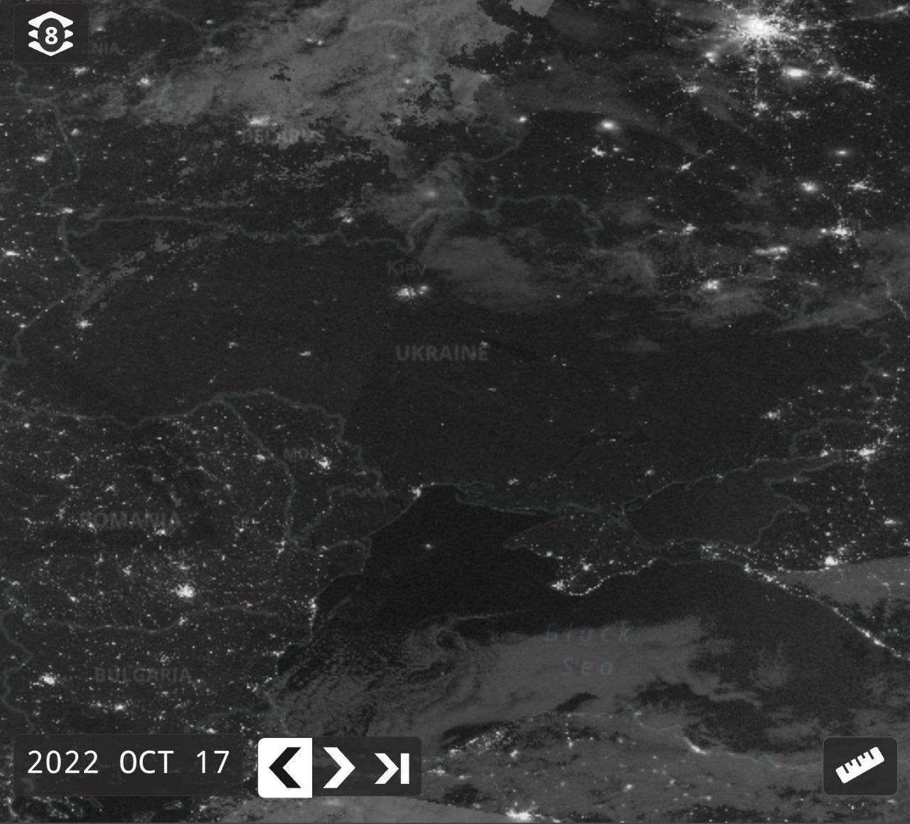 19 октября 2023 год. Снимок Украины из космоса ночью без света. Спутниковые снимки 2022 ночью Украина. Спутниковый снимок. Снимки с космоса Украина ночью.