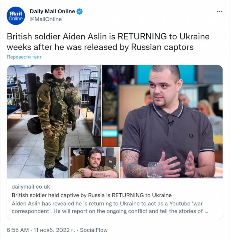 British mercenary released by Russia returns to Ukraine