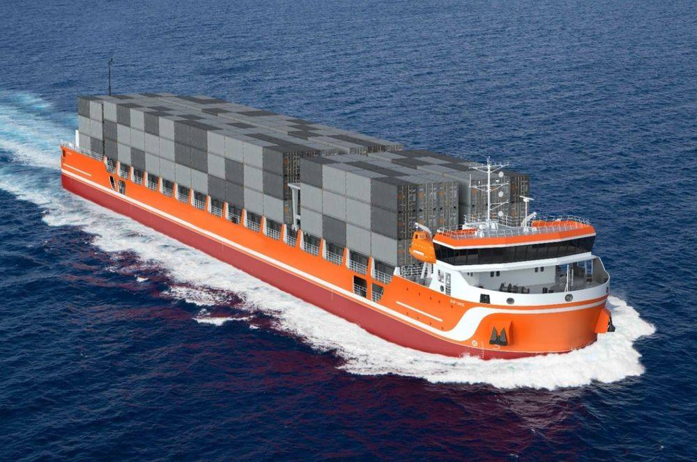 Kapal kontainer kargo garing Rusia sing unik bakal katon ing bagean Kaspia saka ITC "Utara-Kidul"