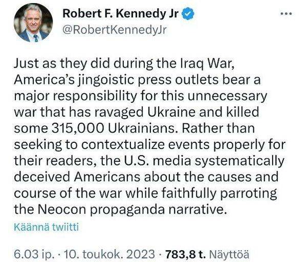 Кандидат в президенты США считает, что за время СВО погибло 315 тысяч украинских военных