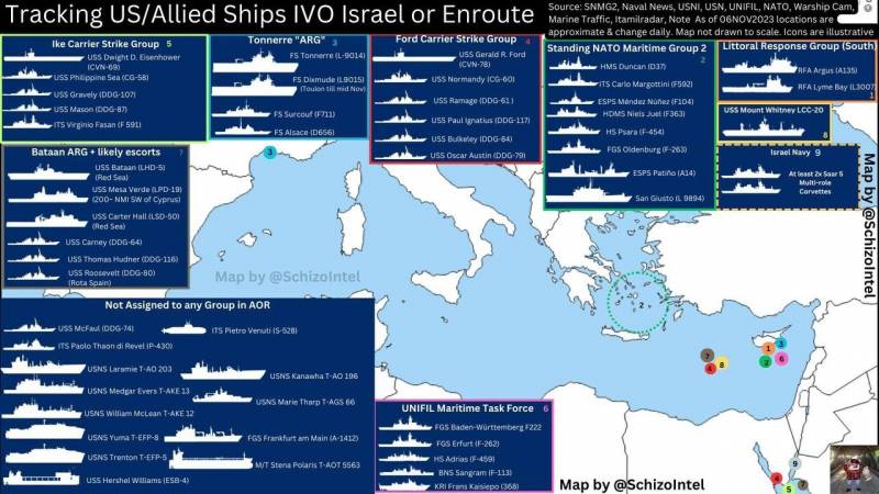 Группировка ВМС НАТО в Восточном Средиземноморье и Красном море превысила 50 вымпелов
