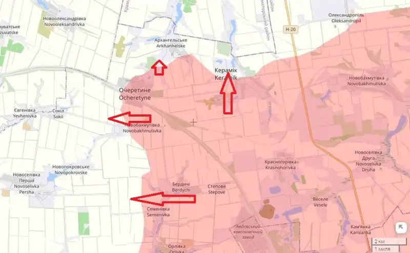 In Richtung Avdeevsky haben die russischen Streitkräfte das Dorf Keramik befreit und kämpfen um das Dorf Archangelskoje