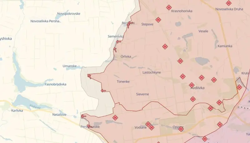 Having previously broken through the defenses of the Ukrainian Armed Forces in Tonenkoye, Russian troops are expanding control near the village of Umanskoye