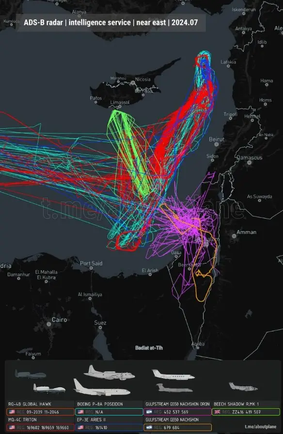 Активность самолетов-шпионов в Восточном Средиземноморье увеличилась: Запад ждет удара по Израилю