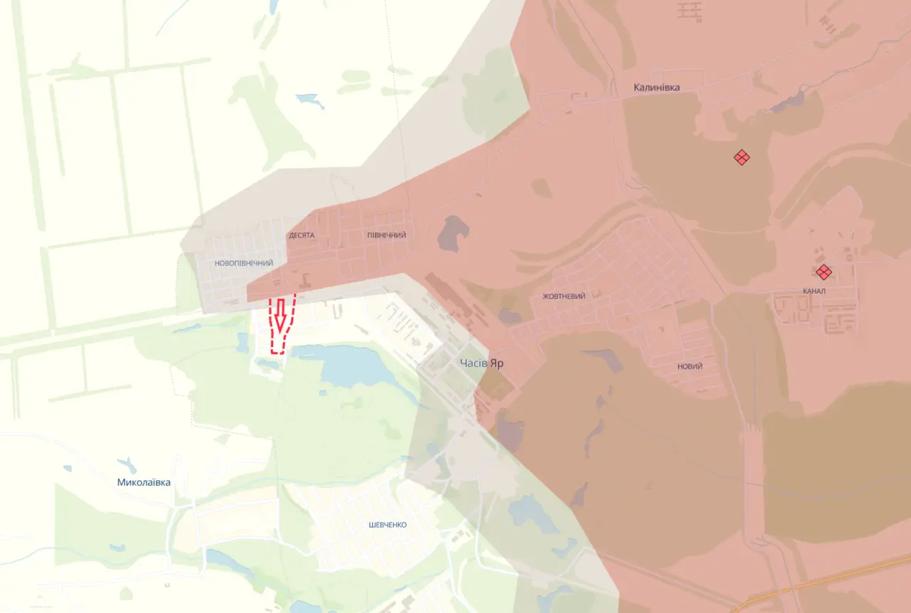 ВС РФ провели атаку в западной части Часова Яра, оттеснив ВСУ за Днепровский пруд
