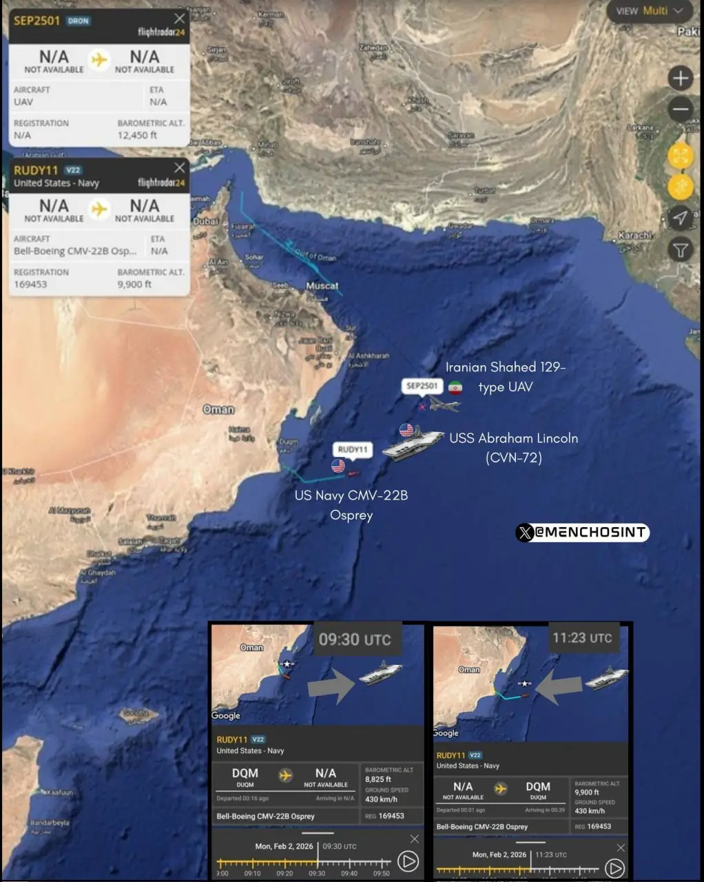 Американская АУГ уходит за радиус действия ПКР и беспилотников Ирана